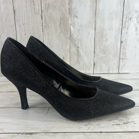 Fioni Night Womens 145282 Black Glittered Pointed Toe Slip On Size 9 Heels - Picture 4 of 14